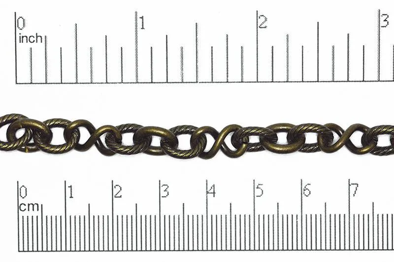 10mm x 8mm Oval, 12.7mm x 7mm Infinity Link Cable Chain - Made of Brass - Sold by the Foot - Ch-818