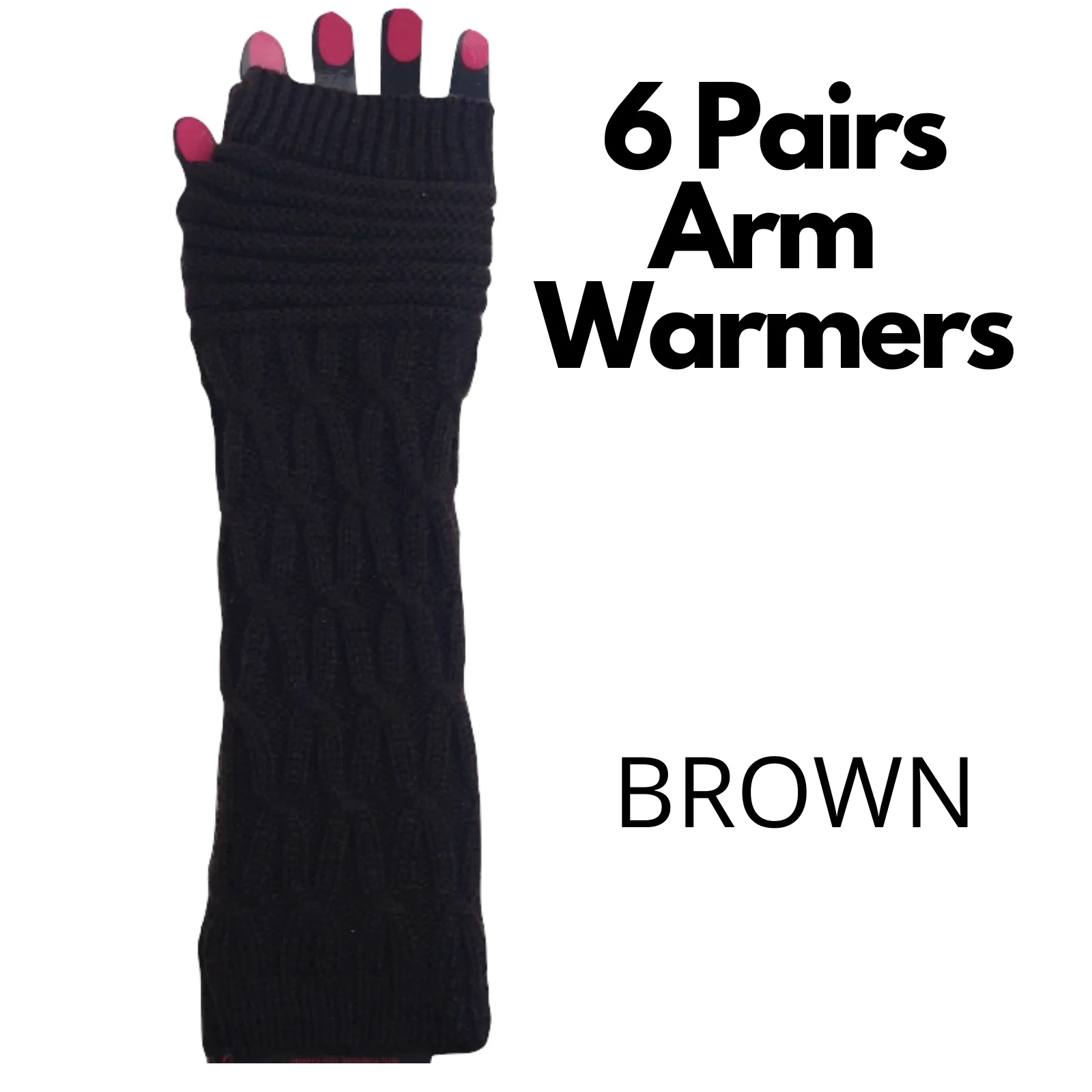 6x Set Arm Warmers Knitted Long Fingerless Gloves Winter Mitten Womens Cover New