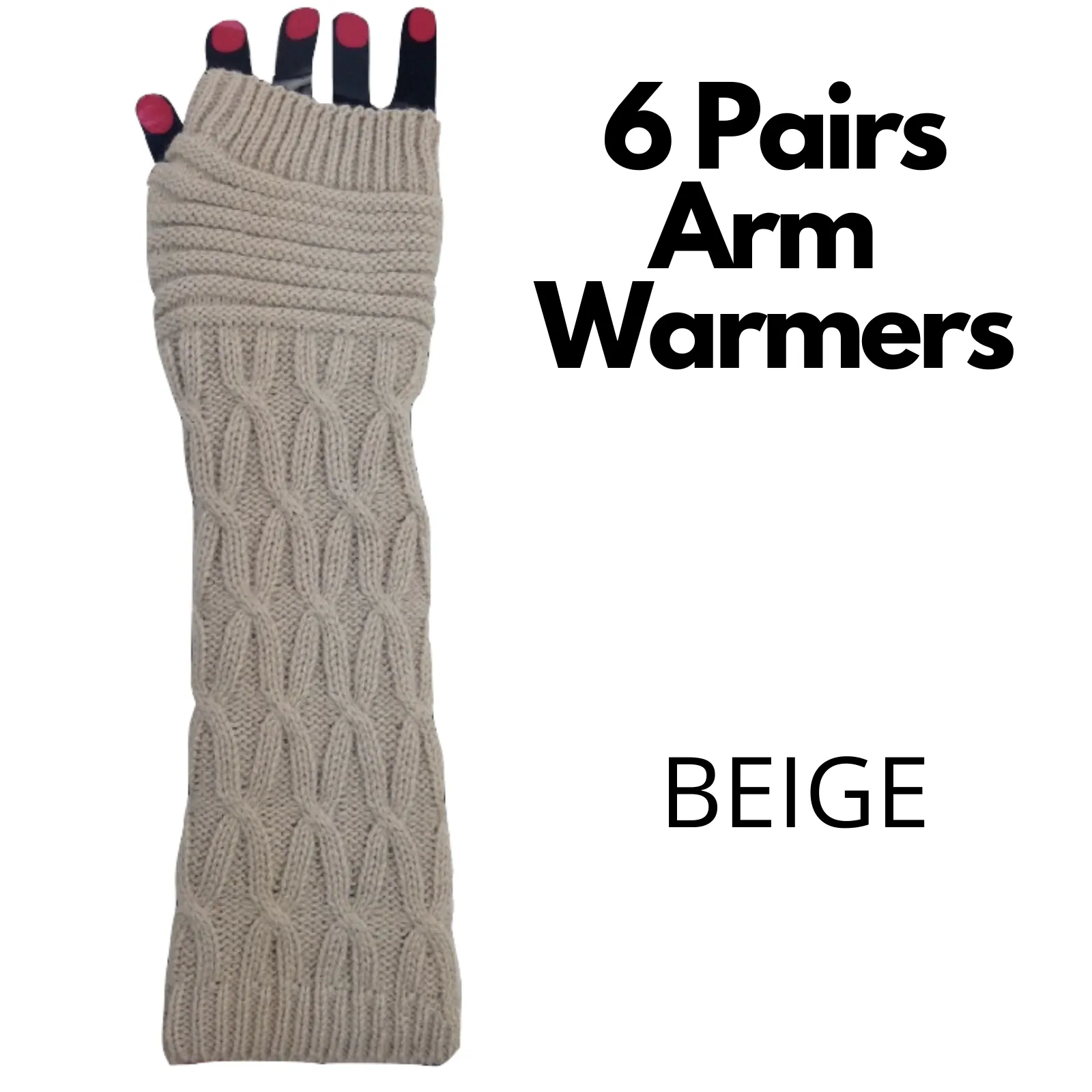 6x Set Arm Warmers Knitted Long Fingerless Gloves Winter Mitten Womens Cover New
