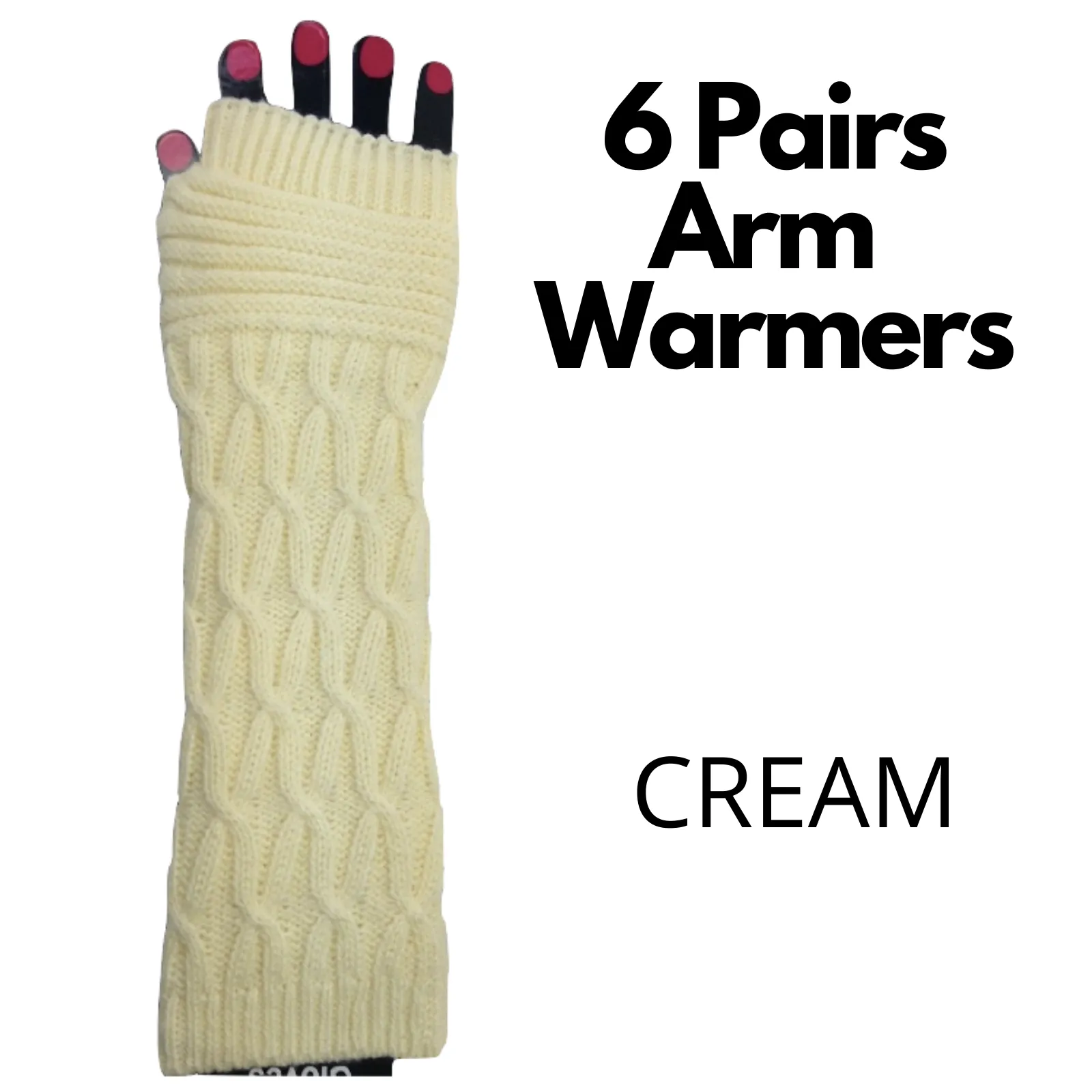 6x Set Arm Warmers Knitted Long Fingerless Gloves Winter Mitten Womens Cover New