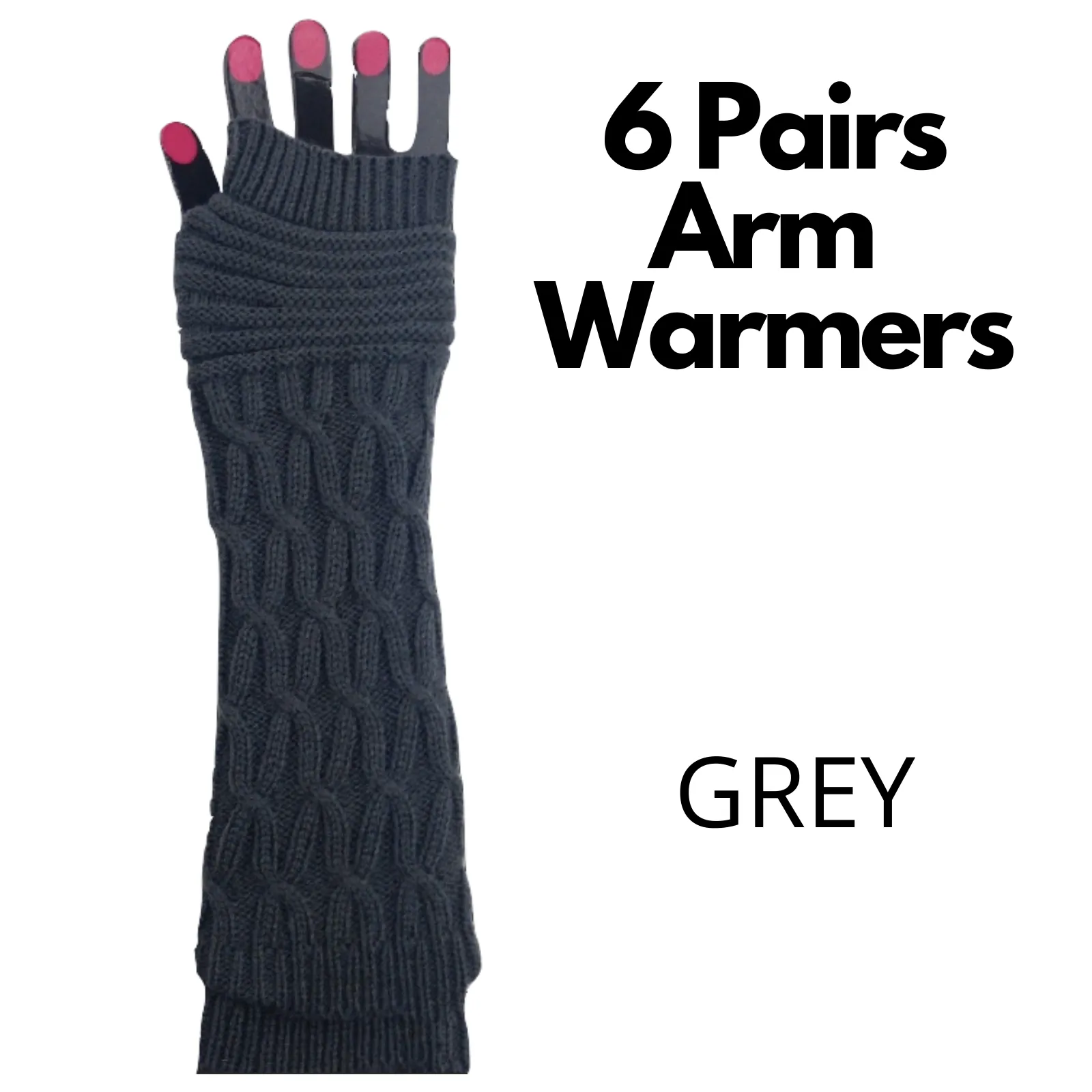 6x Set Arm Warmers Knitted Long Fingerless Gloves Winter Mitten Womens Cover New