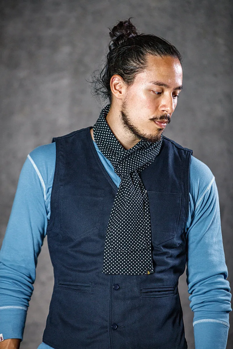 &SONS Midnight Black dot scarf