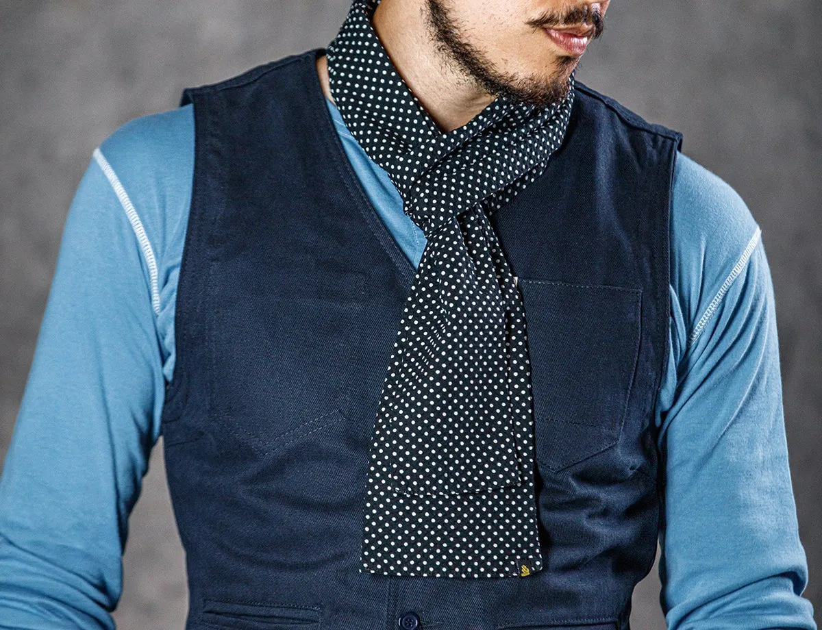&SONS Midnight Black dot scarf