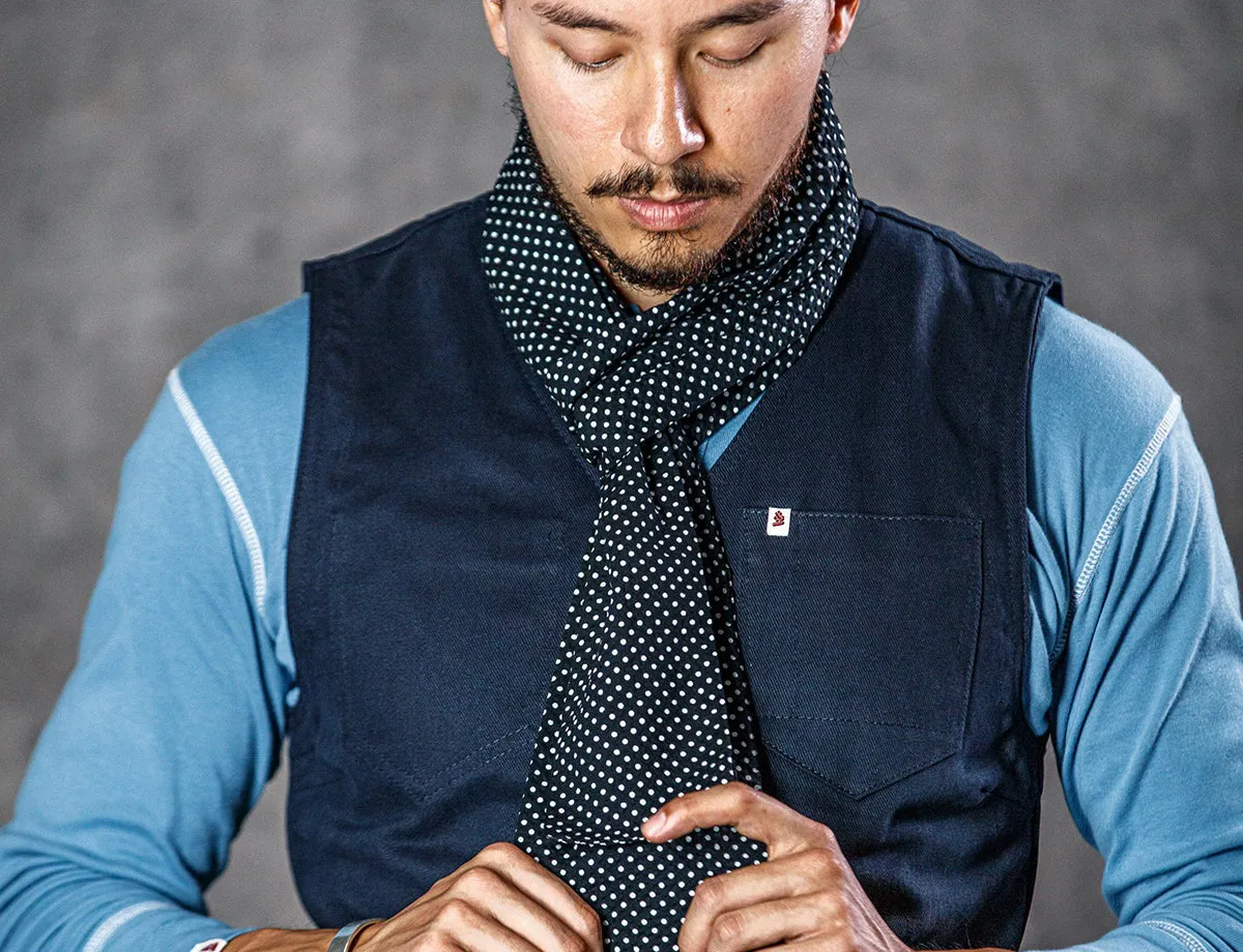 &SONS Midnight Black dot scarf