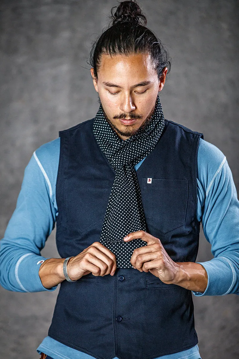 &SONS Midnight Black dot scarf