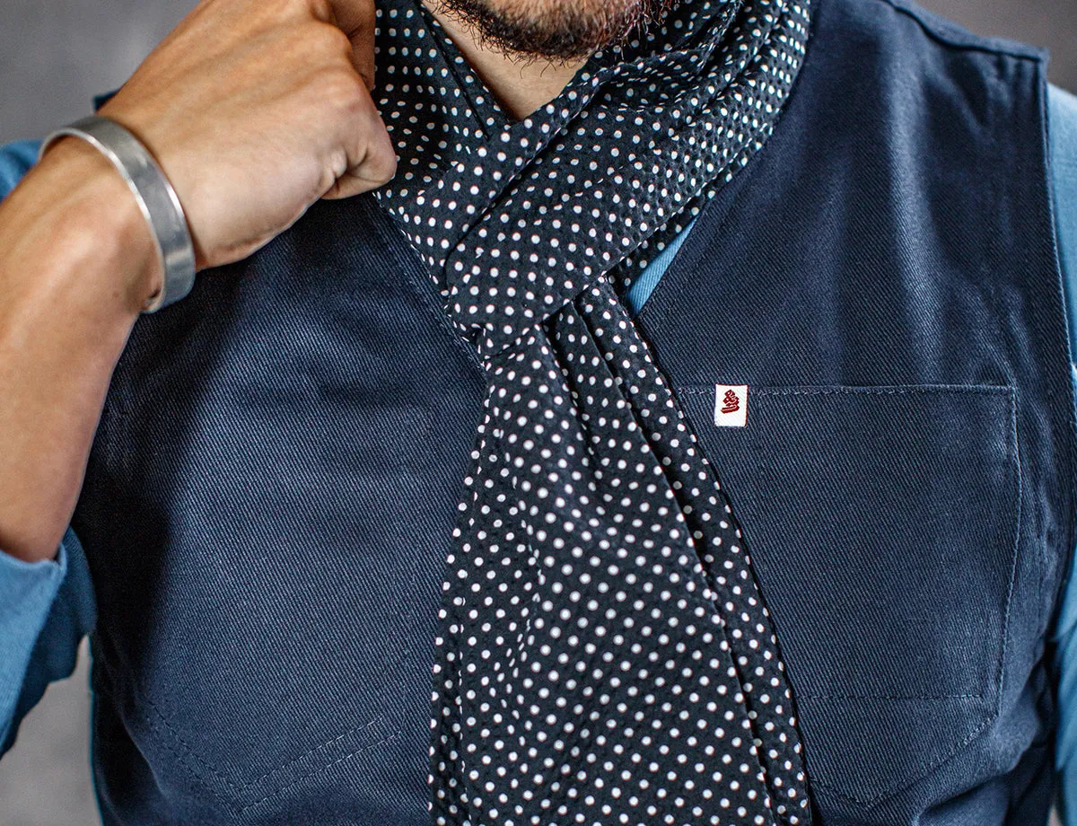 &SONS Midnight Black dot scarf