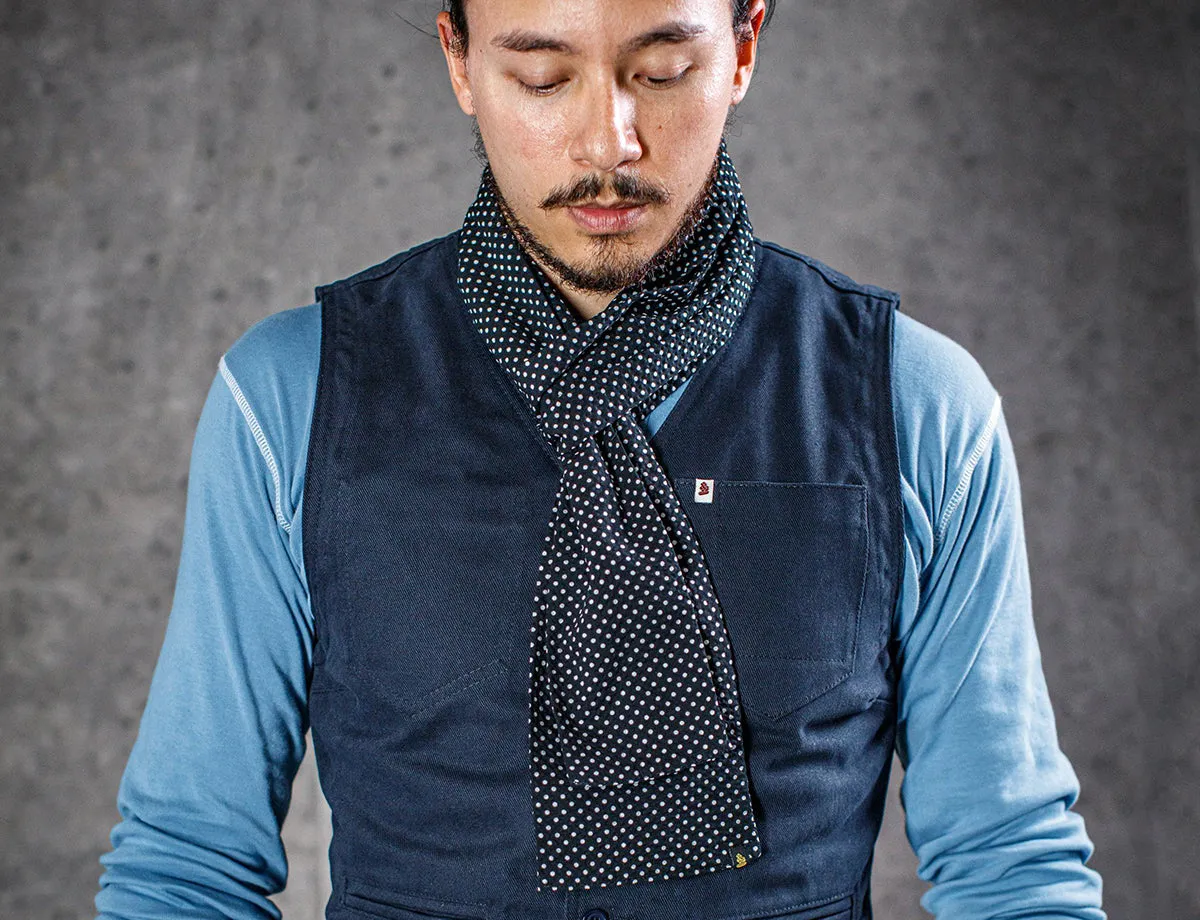 &SONS Midnight Black dot scarf