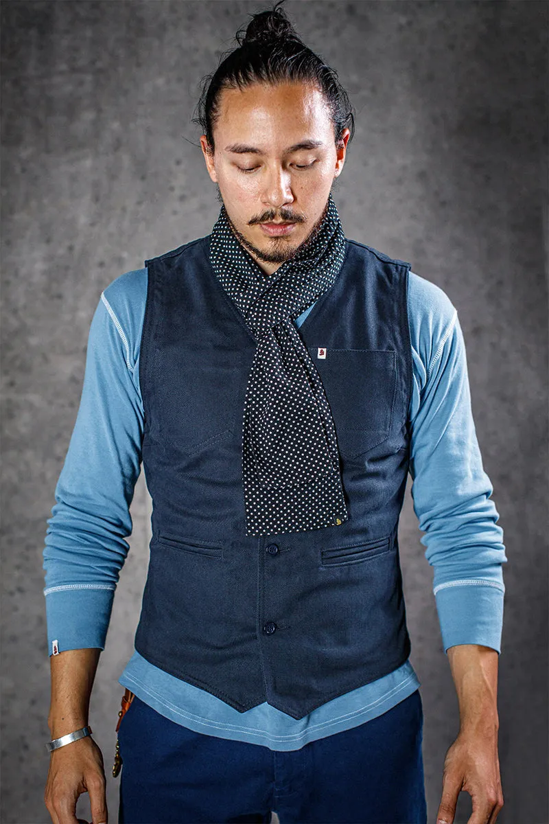 &SONS Midnight Black dot scarf