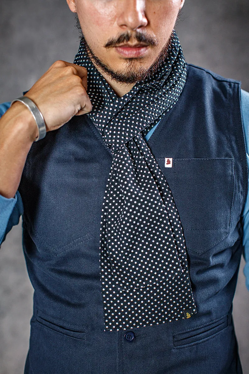 &SONS Midnight Black dot scarf