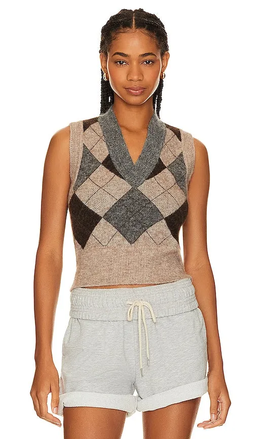 BEVERLY HILLS x REVOLVE Argyle Vest in Beige