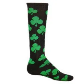 Black and Green Shamrock Athletic Knee High Socks (Large)