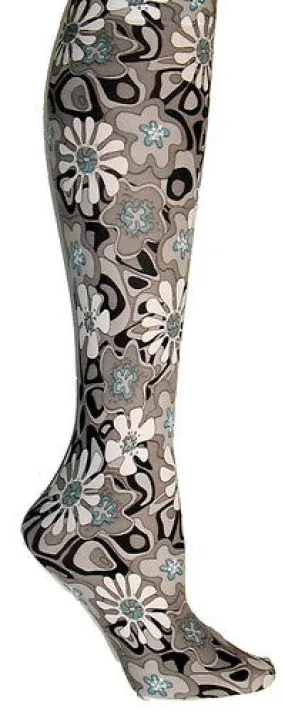 Black Retro Daisy Trouser Socks (Women's)