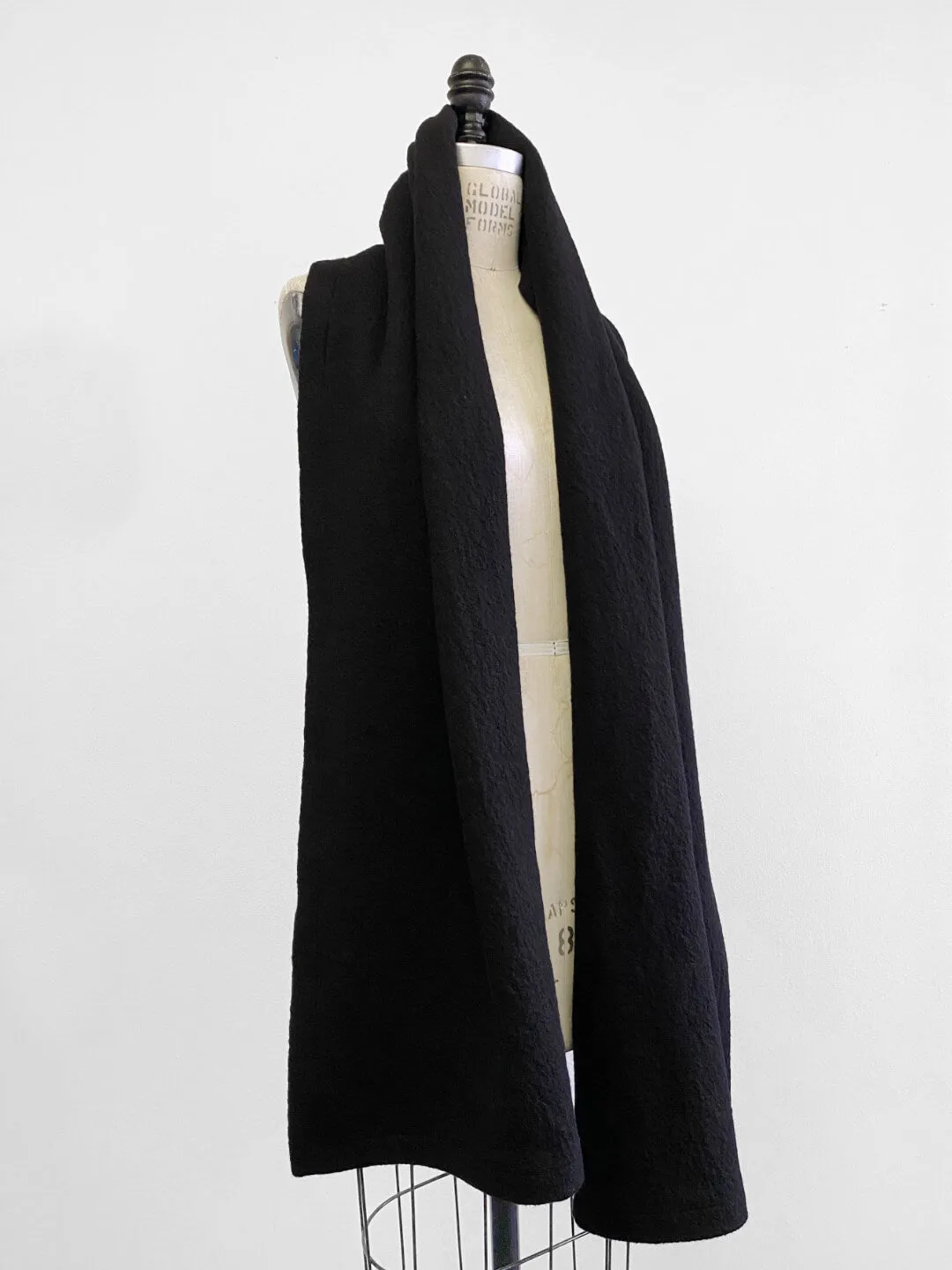 Boiled Wool Blanket Scarf in Black Kohl