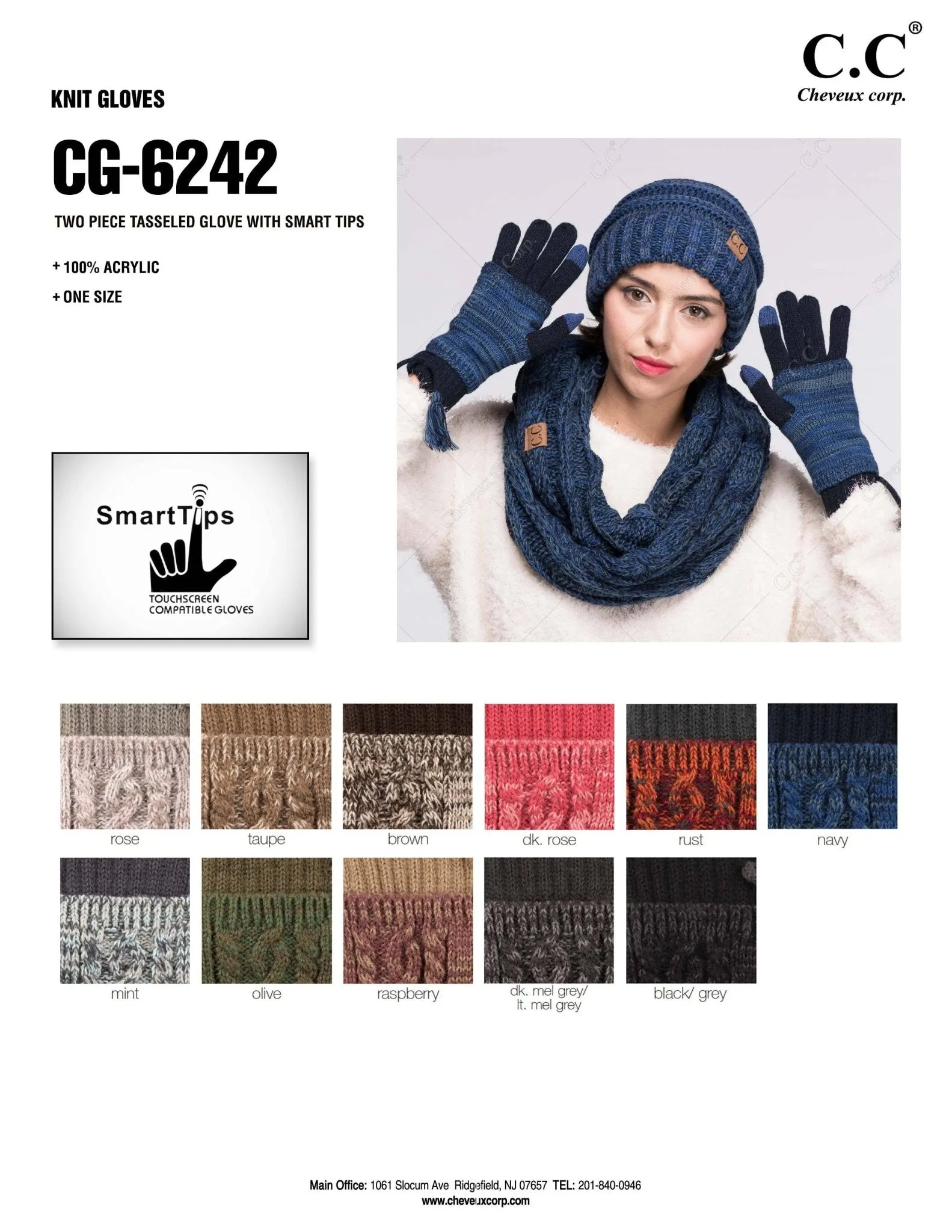 CC Touchscreen Glove w/ Cuff & Pom