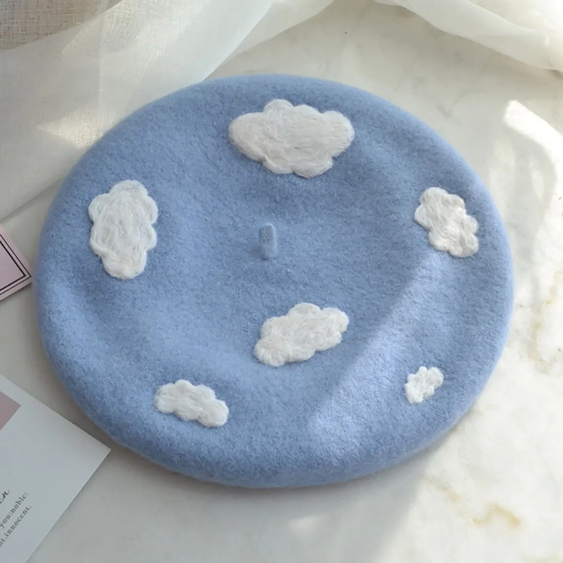 Clouds Fuzzy Beret Hat