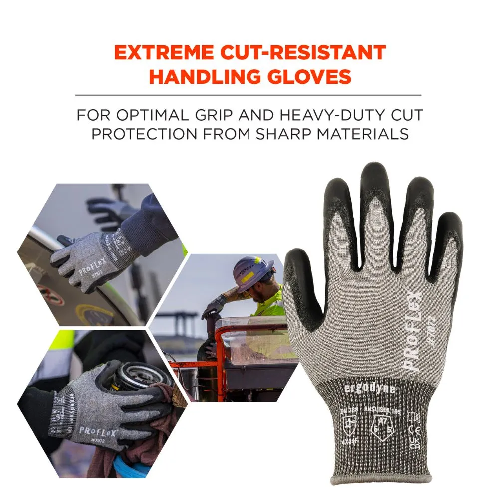 Ergodyne 10304 #7072 12-pair L Gray ANSI A7 Nitrile Coated CR Gloves