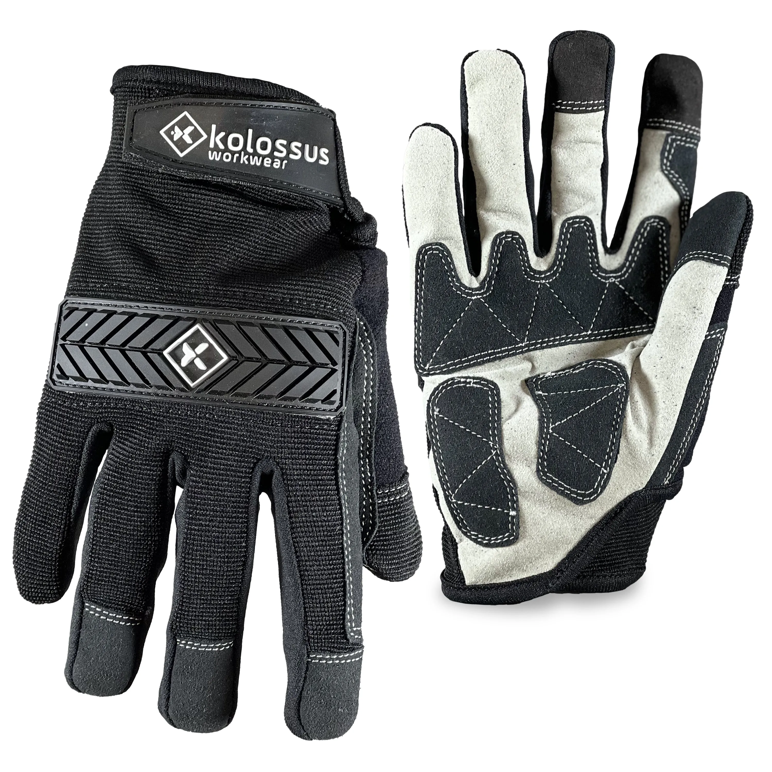 Kolossus work gloves, heavy duty, flex grip, and touch capable