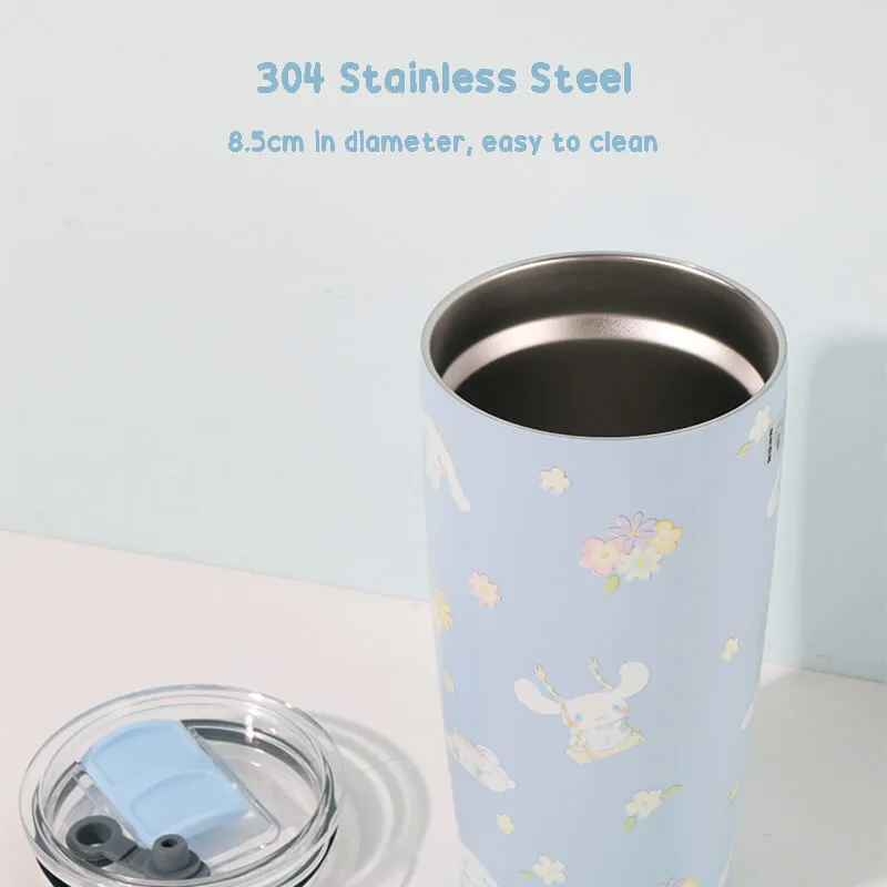 Sanrio Floral Print Thermos Tumbler With Straw 580ML
