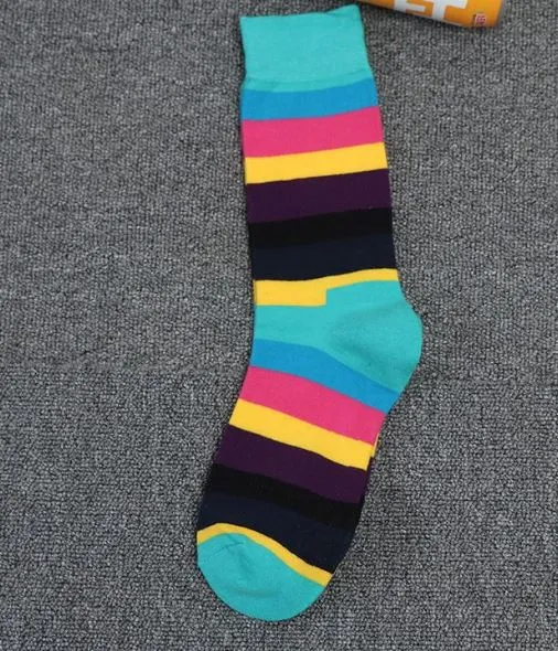 SF570 Teal Colorful Stripes Socks