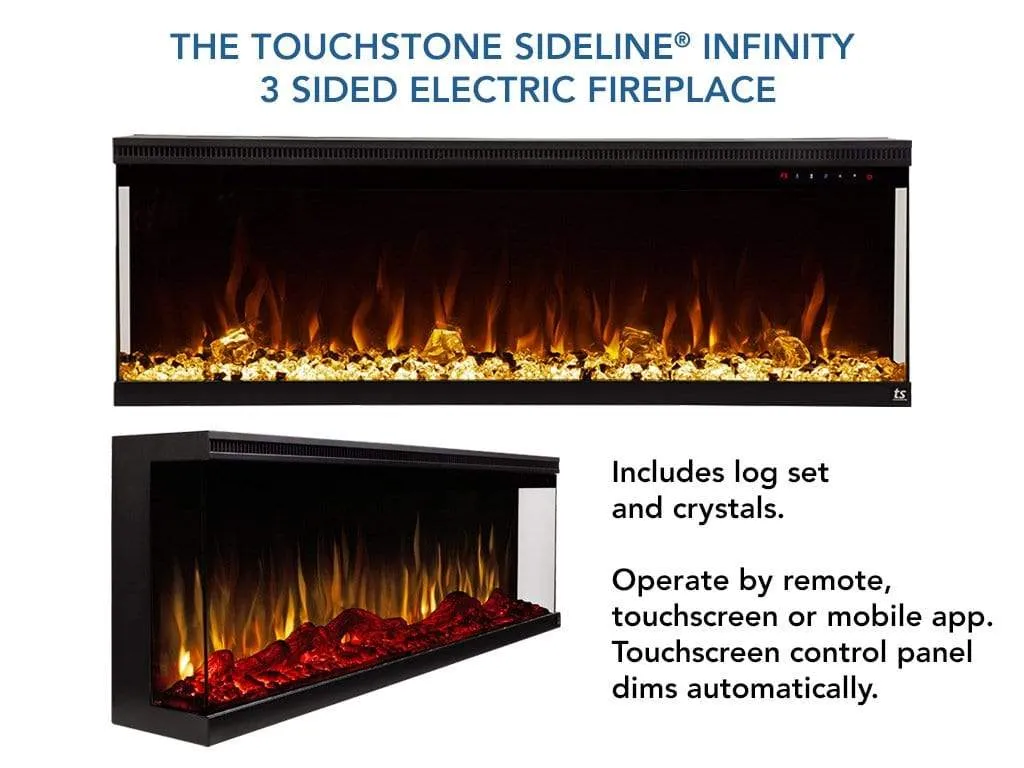 Sideline Infinity Refurbished 3 Sided 60 Inch WiFi Enabled Smart Recessed Electric Fireplace 80046 (Alexa/Google Compatible)