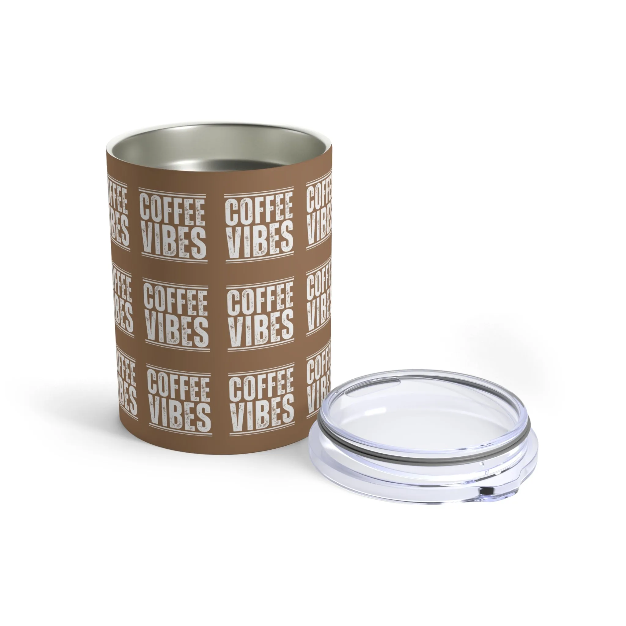 Stainless Steel 10 Ounce Tumbler with Lid for Coffee Vibes - Insulated Travel Mug for Hot and Cold Beverages