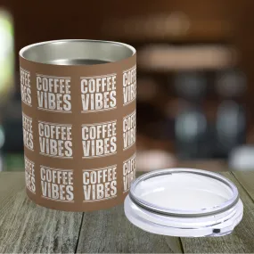 Stainless Steel 10 Ounce Tumbler with Lid for Coffee Vibes - Insulated Travel Mug for Hot and Cold Beverages