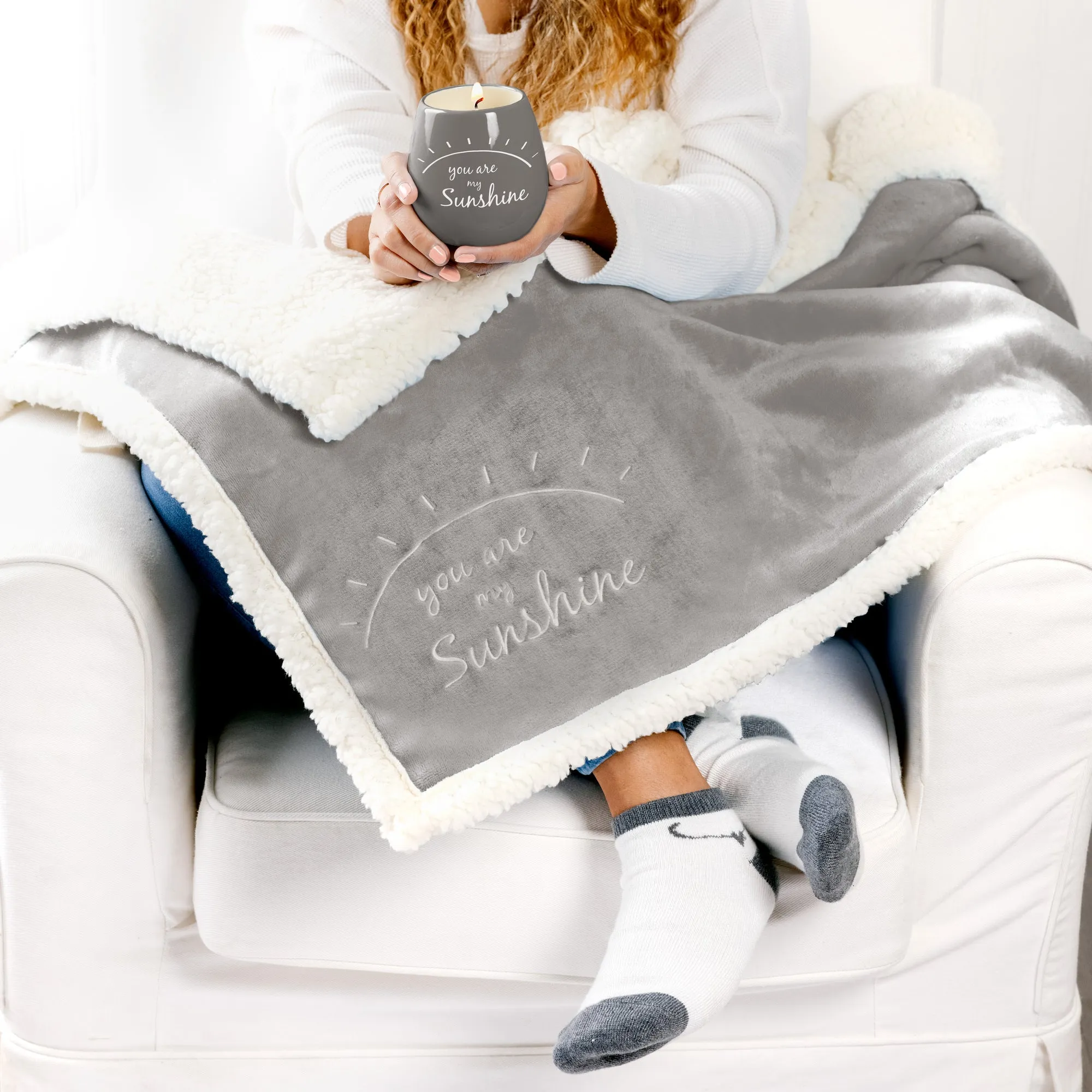 Sunshine 42" x 50" Sherpa Lined, Royal Plush Blanket Gift Set