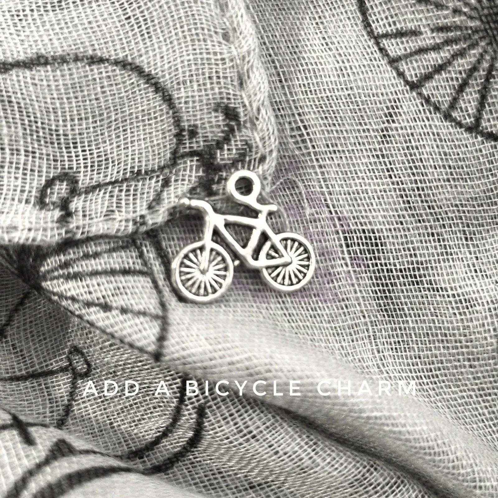 Vintage Bicycle Print Scarf - White