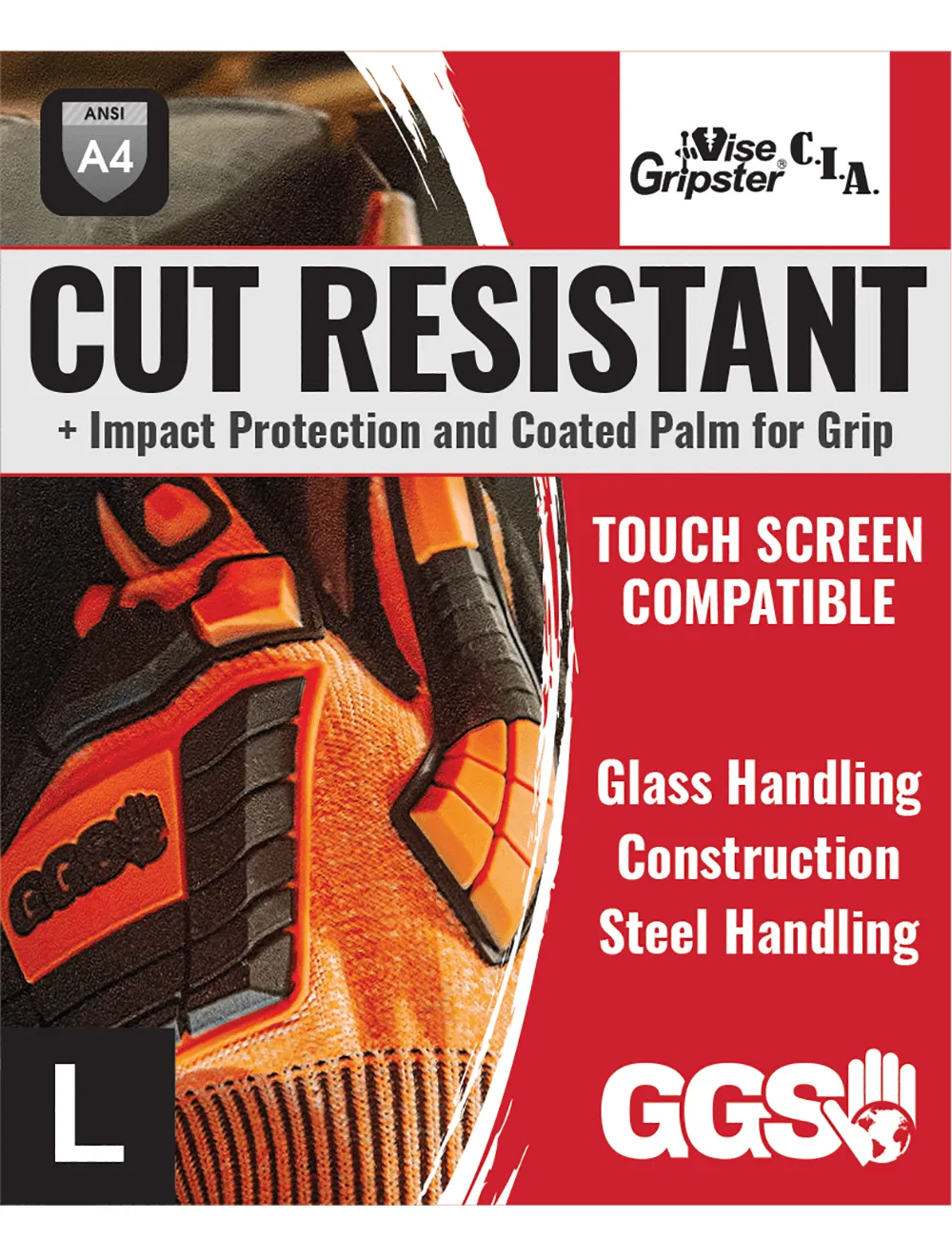 Vise Gripster® C.I.A. High-Visibility Cut and Impact Resistant Gloves Made with Tuffalene® Platinum - CIA388XFT